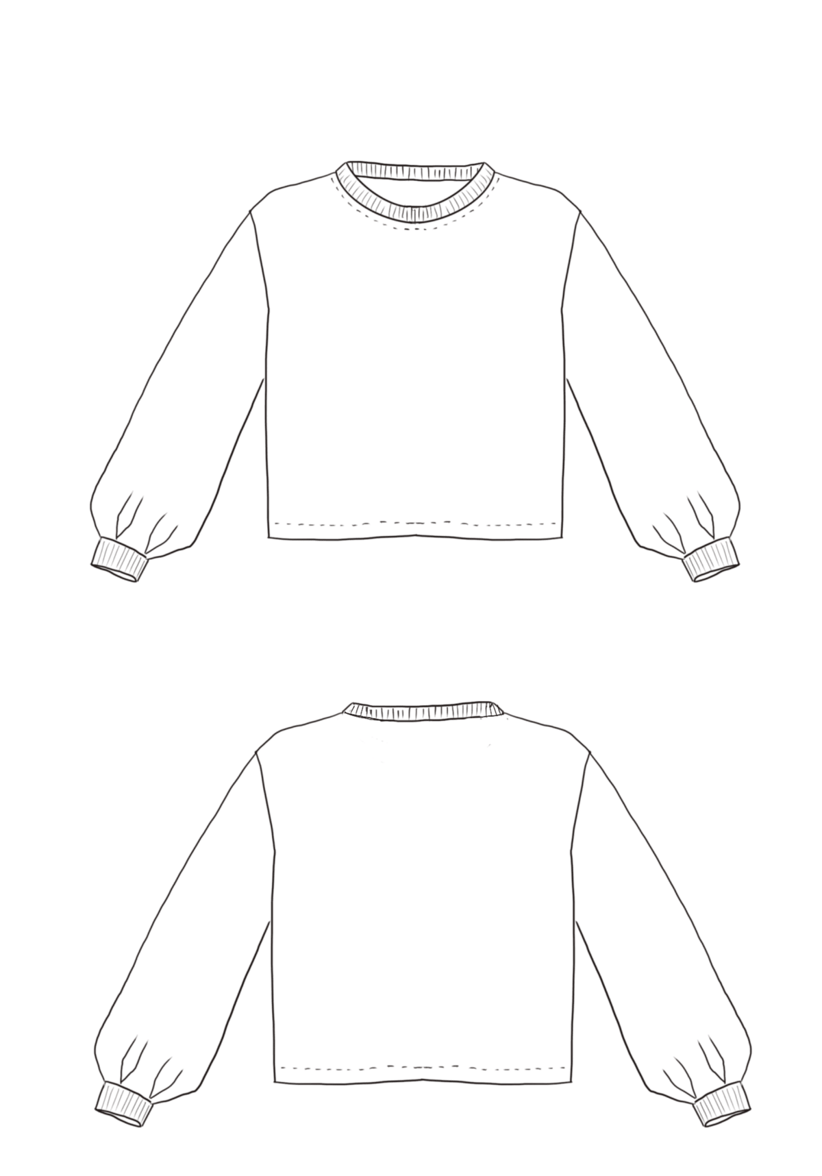 Patron couture sweat enfant Miss Granite / PDF (A4, A3, A0, US Letter) - Cadres, Calques par Taille, Vidéoprojection - Maison Fauve
