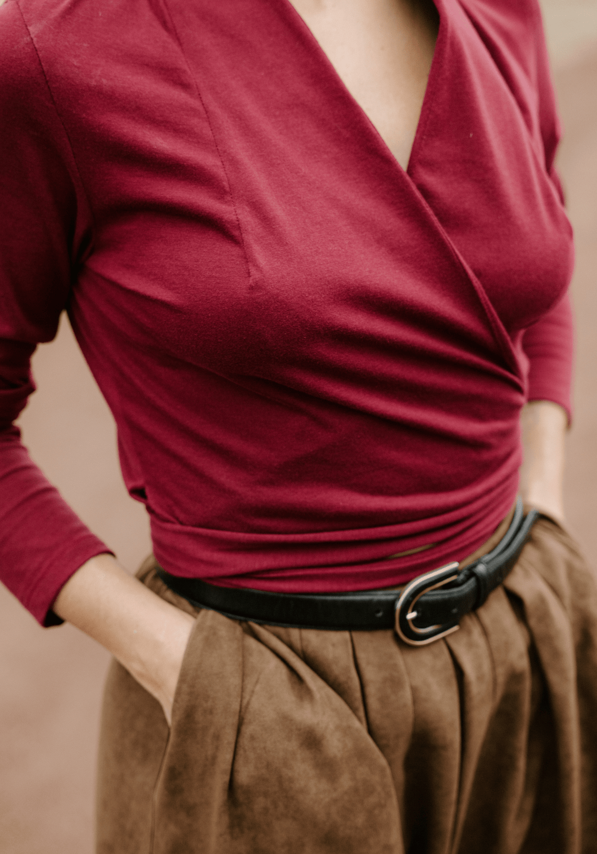 Soft jersey 100 % coton bordeaux et rose poudré - Maison Fauve