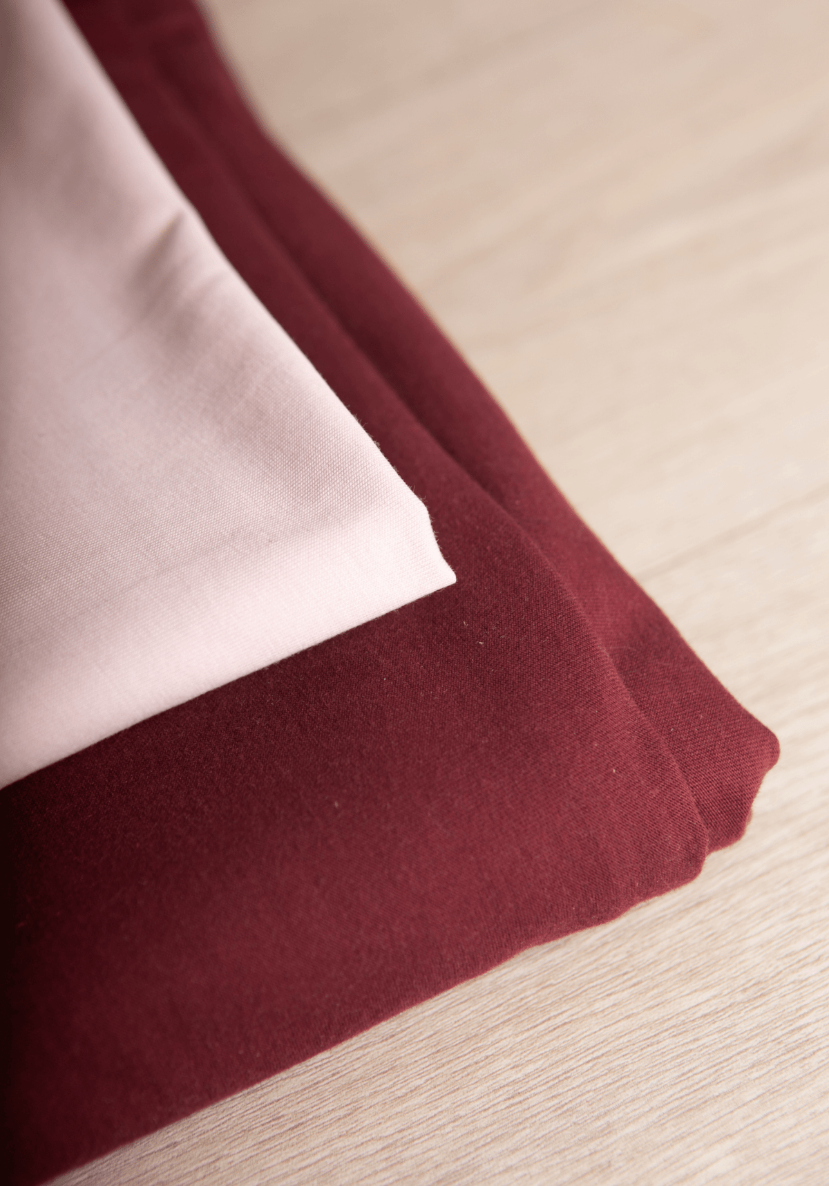 Soft jersey 100 % coton bordeaux et rose poudré - Maison Fauve