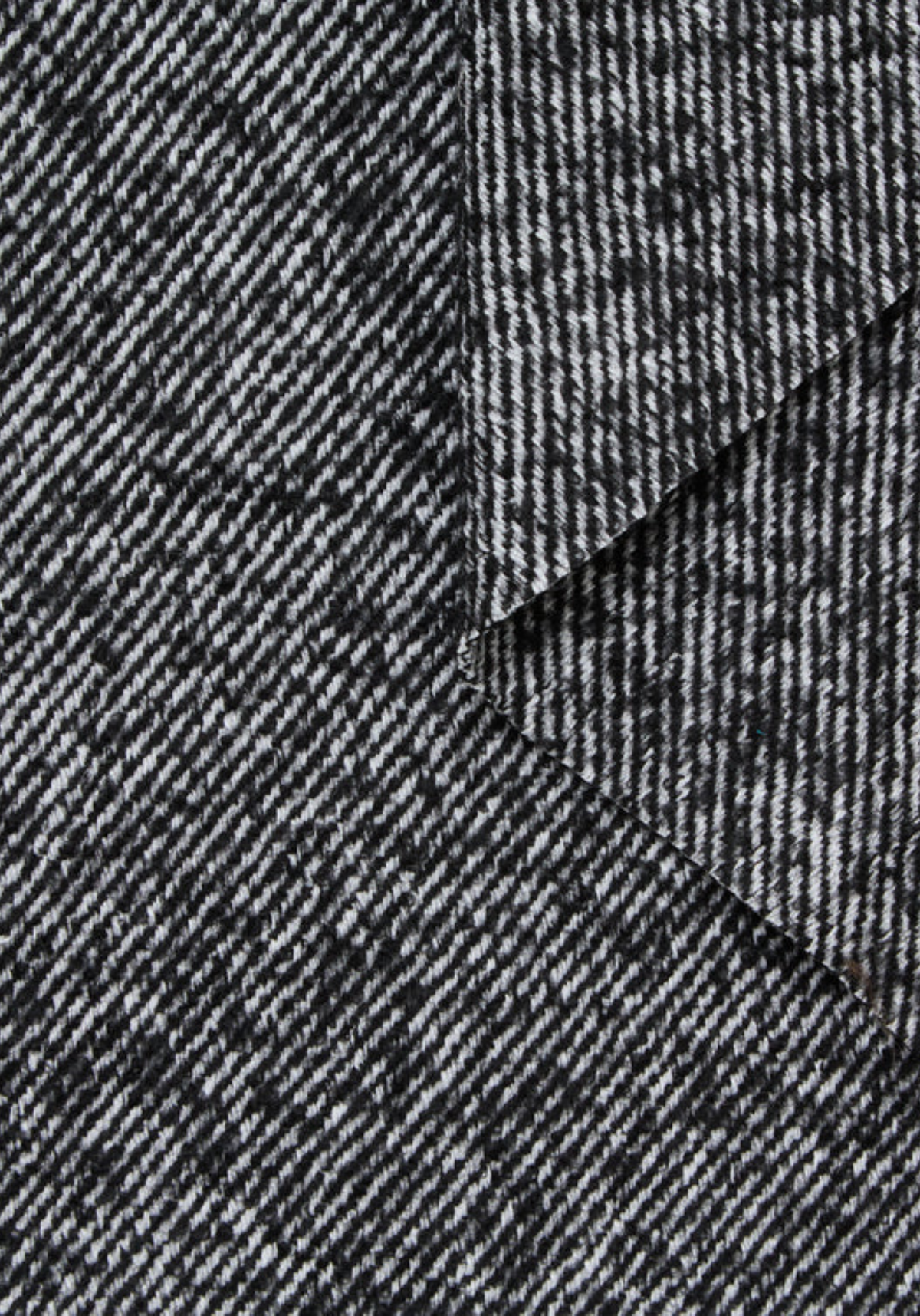 Tissu sergé laine et coton chiné noir et blanc